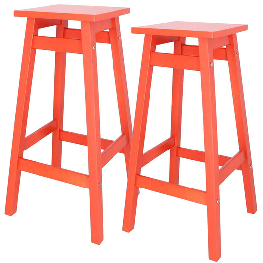 Well Home Juego De 2 Taburetes 'laira' En Madera De Pino Color Coral H.70cm_0