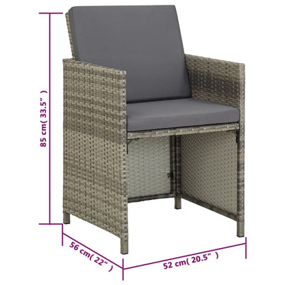 Vidaxl Set De Comedor De Jardín 11 Pzas Y Cojines Ratán Sintético Gris_2