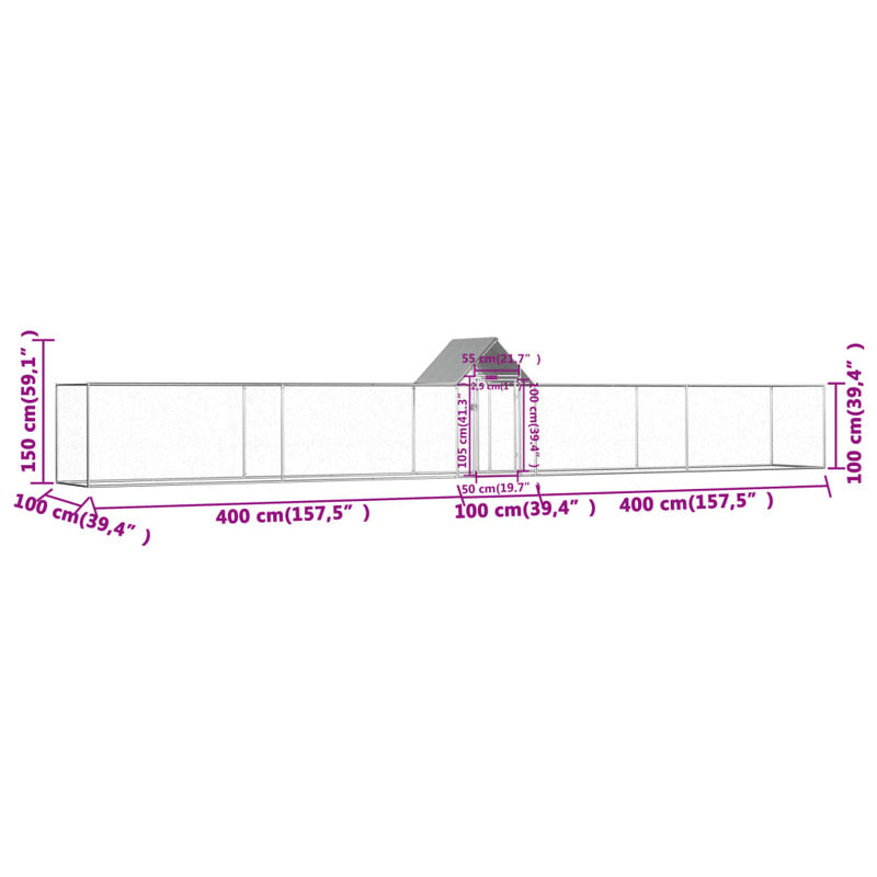 Vidaxl Gallinero Acero Galvanizado 9x1x1,5 M_5