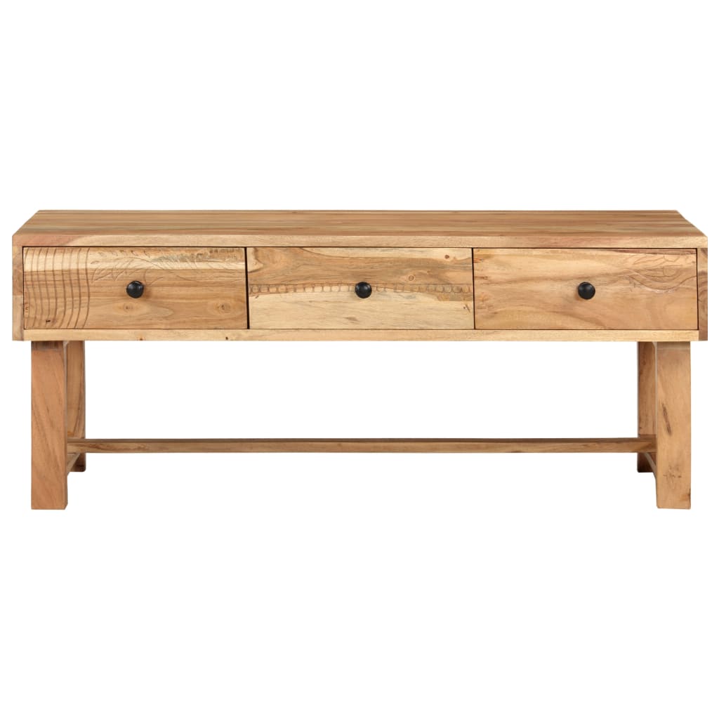 Mesa De Centro Madera Maciza De Acacia 100x50x40 Cm_0