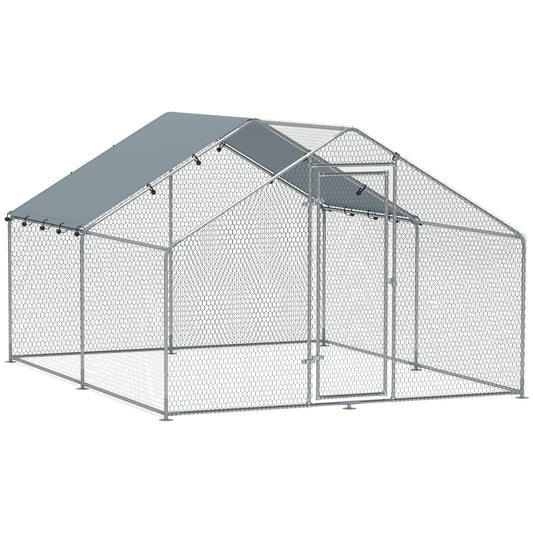 Pawhut Gallinero Para Exterior 3x3,4x1,9 M Con Cubierta Anti-uv E Impermeable_0
