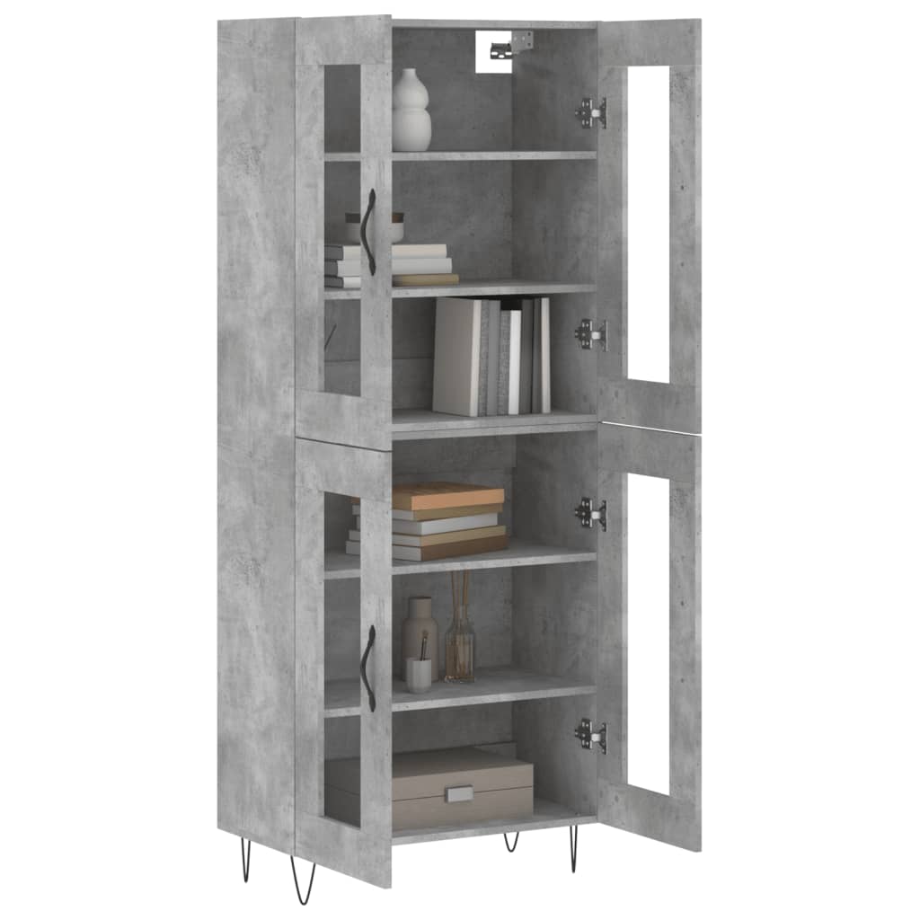 Aparador Alto Madera Contrachapada Gris Hormigón 69,5x34x180 Cm_2