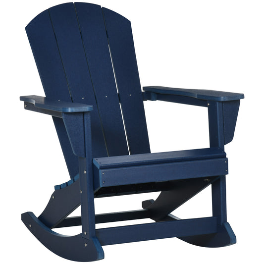 Outsunny Silla Mecedora De Jardín De Estilo Adirondack 73,5x93x91,5 Cm Azul_0