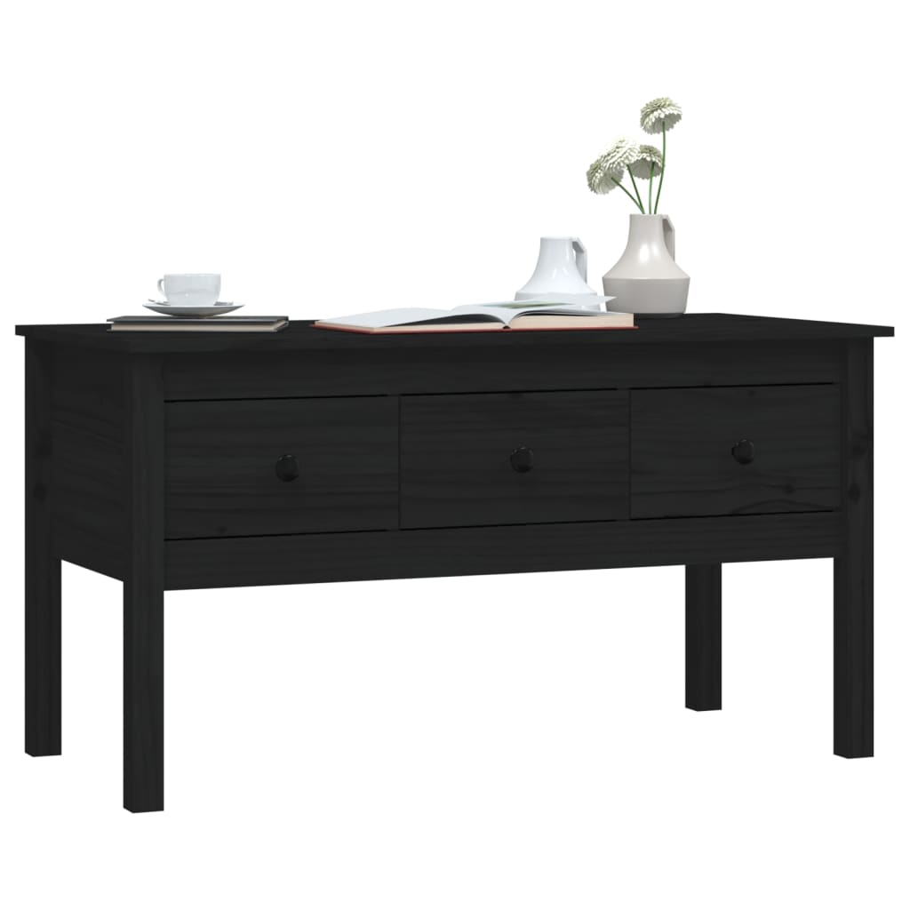 Mesa De Centro De Madera Maciza De Pino Negro 102x49x55 Cm_2