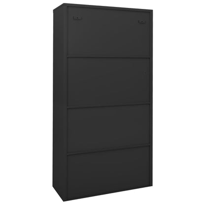 Armario De Oficina Puerta Corredera Acero Antracita 90x40x180cm_3