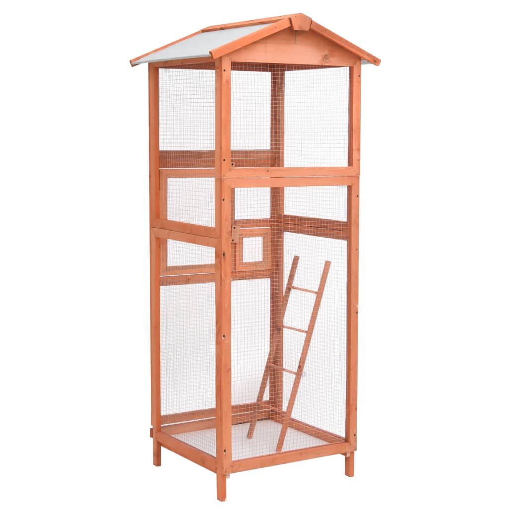 Vidaxl Jaula Para Pájaros Madera Maciza De Abeto 68x62x166 Cm_2