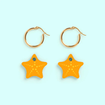 Pendientes Estrella de Mar Nature Vibes - Acero Quirúrgico y Baño de Oro 18k - Resetea_2
