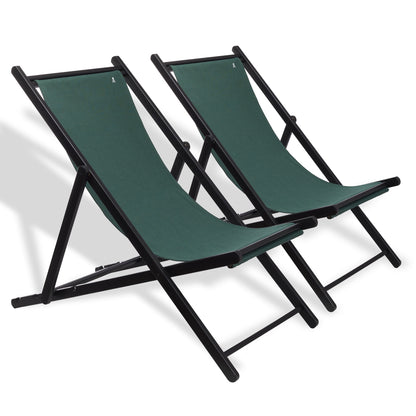 Set De 2 Hamacas Plegables De Madera De Haya, Verde Oscuro, Wengué, Sin Brazos - Scalpers_4