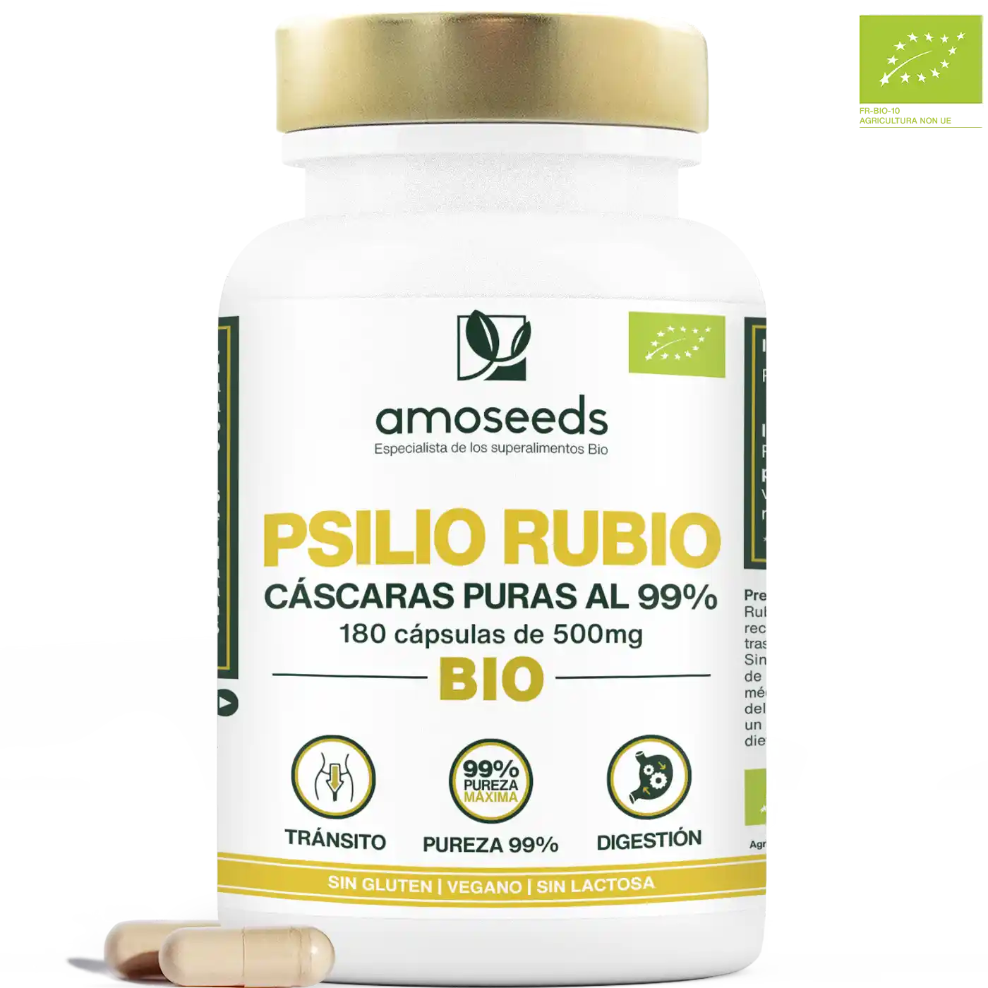 Psilio Rubio Bio, Cáscaras Puras Al 99% | 180 Cápsulas_0
