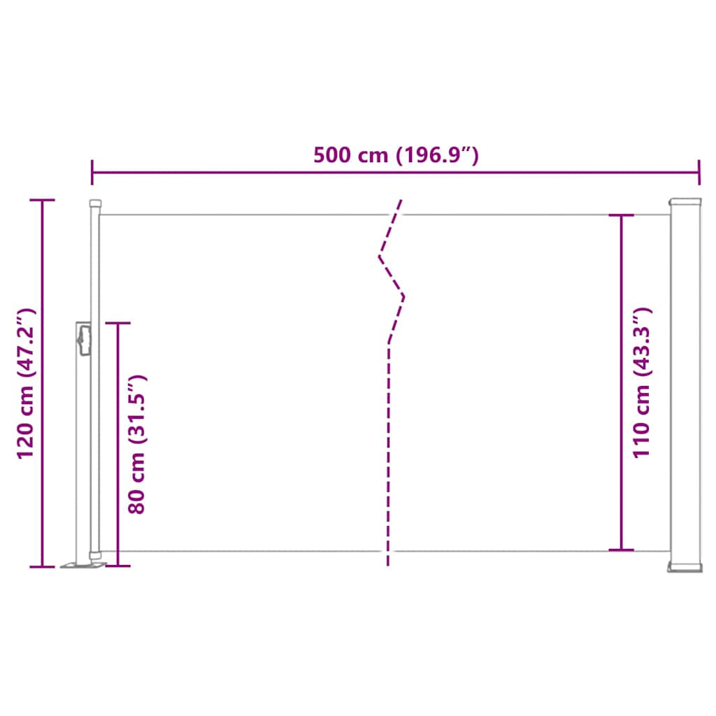 Vidaxl Toldo Lateral Retráctil De Jardín Color Crema 120x500 Cm_2