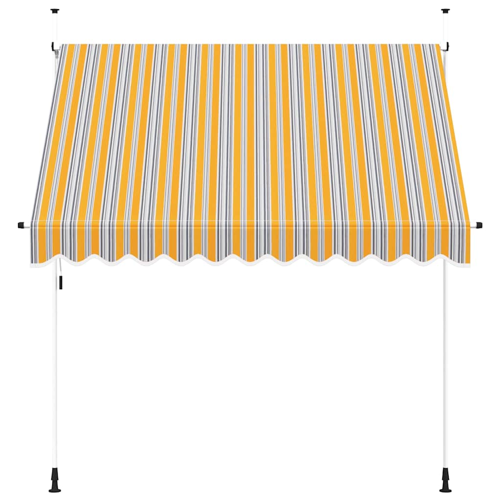 Toldo Manual Retráctil 250 Cm Amarillo Y Azul A Rayas_2