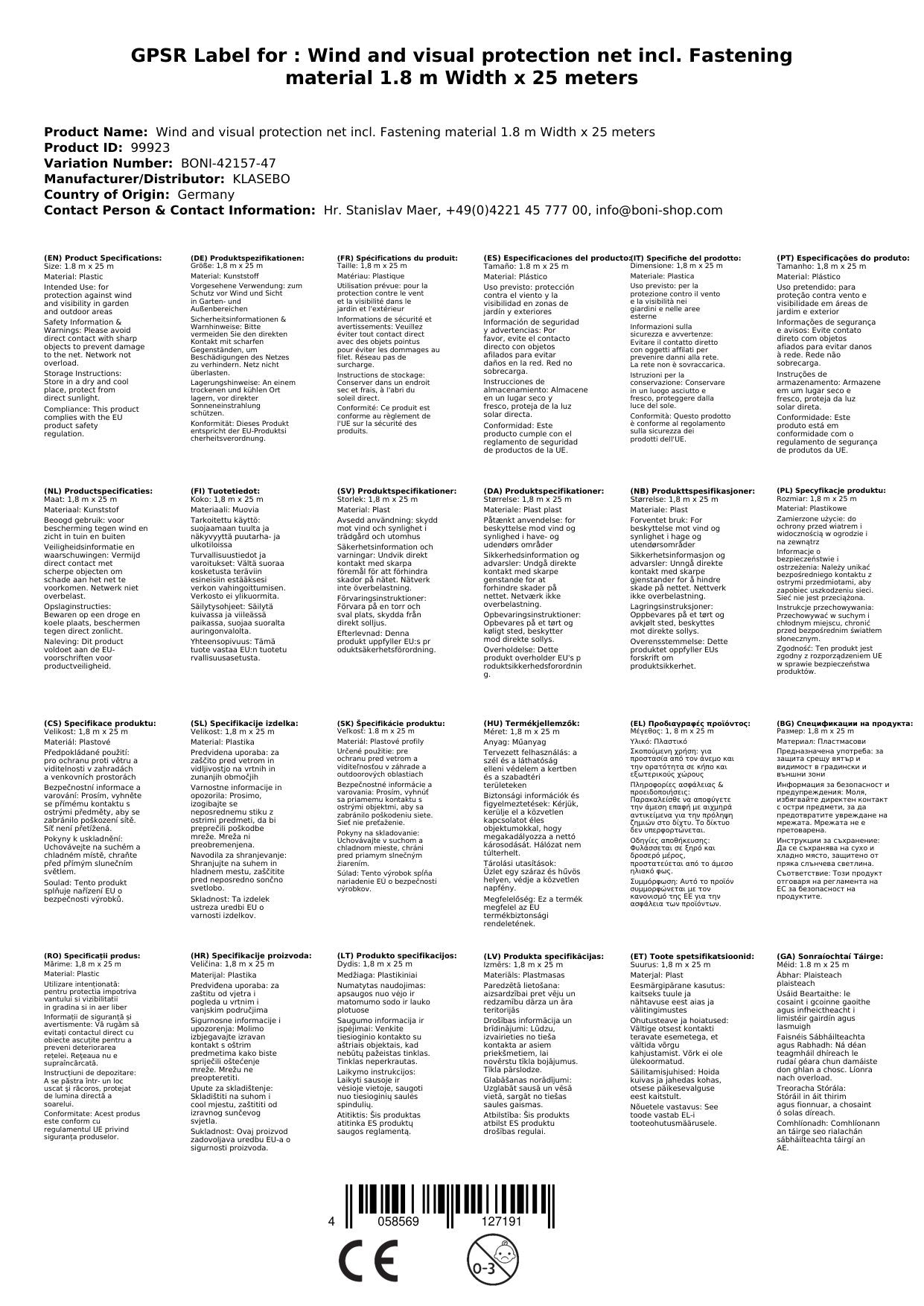 Malla De Ocultación 1,8m X 25m Con Fijación, Protección Para Jardín_1