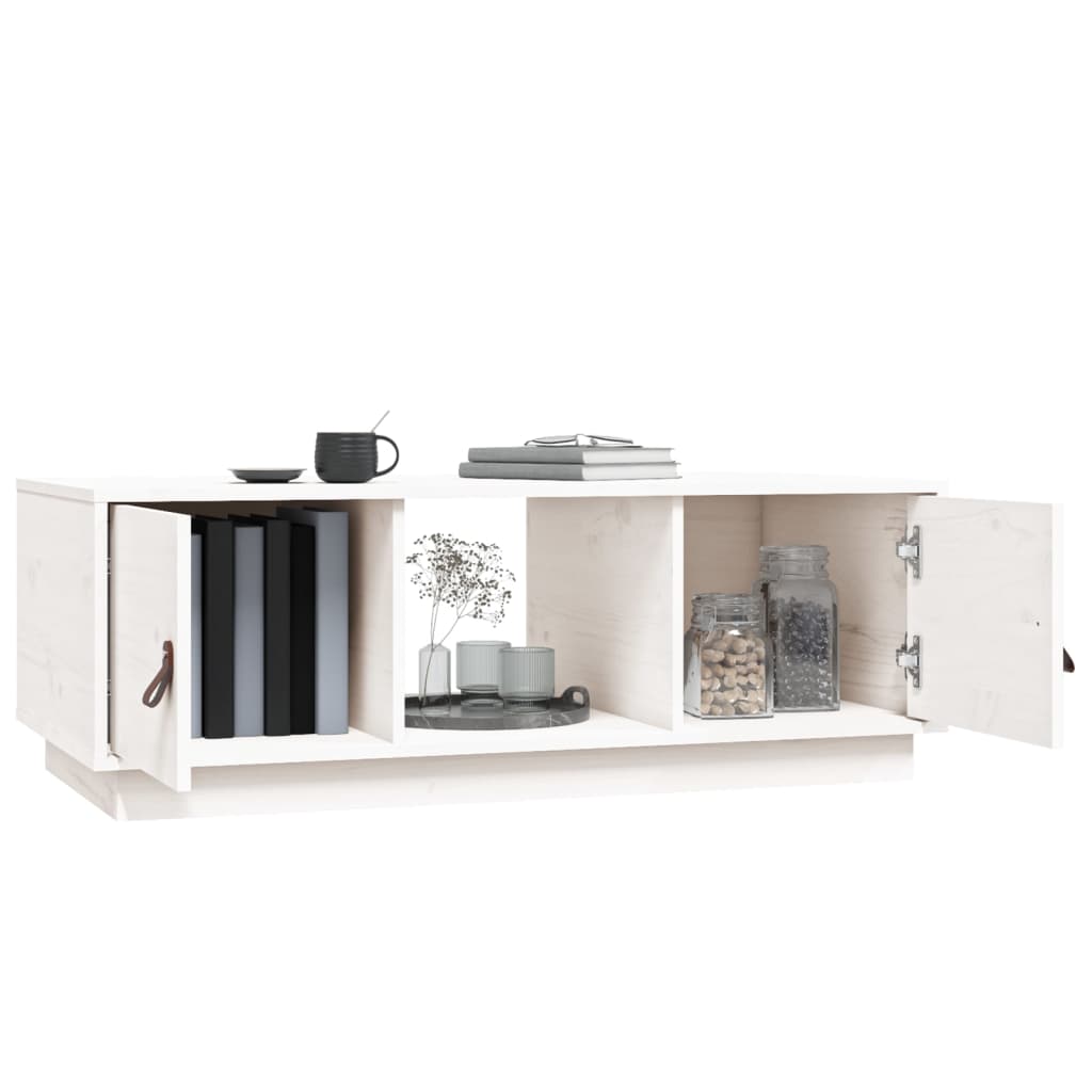 Mesa De Centro De Madera Maciza De Pino Blanco 100x50x35 Cm_3