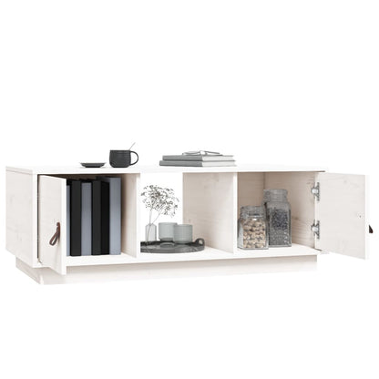 Mesa De Centro De Madera Maciza De Pino Blanco 100x50x35 Cm_3