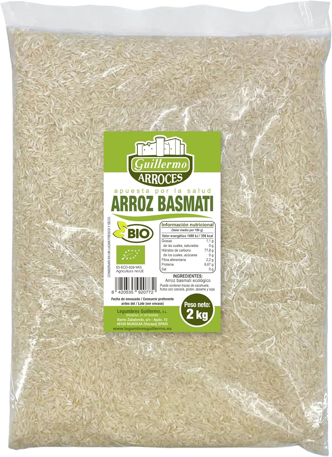 Arroz Basmati Blanco Bio - 2 Kg_0