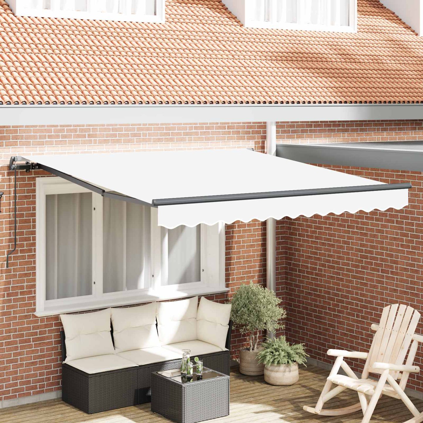 Toldo Retráctil Blanco 350 X 250 Cm Poliéster Y Aluminio_1