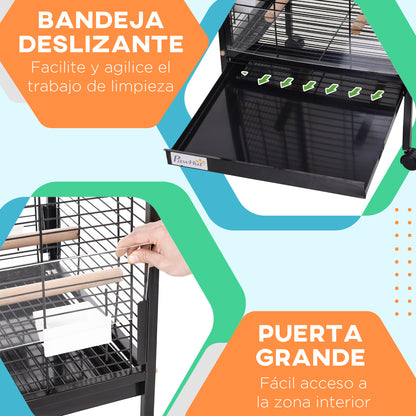 Pawhut Jaula Para Pájaro Metálica Con 3 Perchas Extraíbles Espaciosa Con 4_5