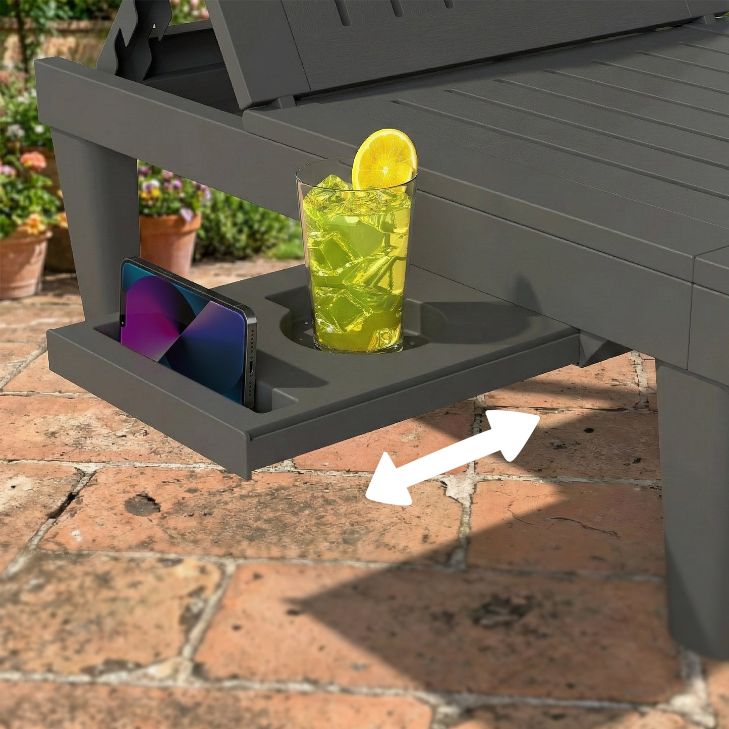 Outsunny Set De 2 Tumbonas De Jardín Exterior Reclinables Bandeja Lateral Gris_4