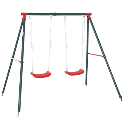 Outsunny Columpio Infantil Con 2 Asientos Cuerda Ajustable 4 Anclajes Máx. 40kg_0