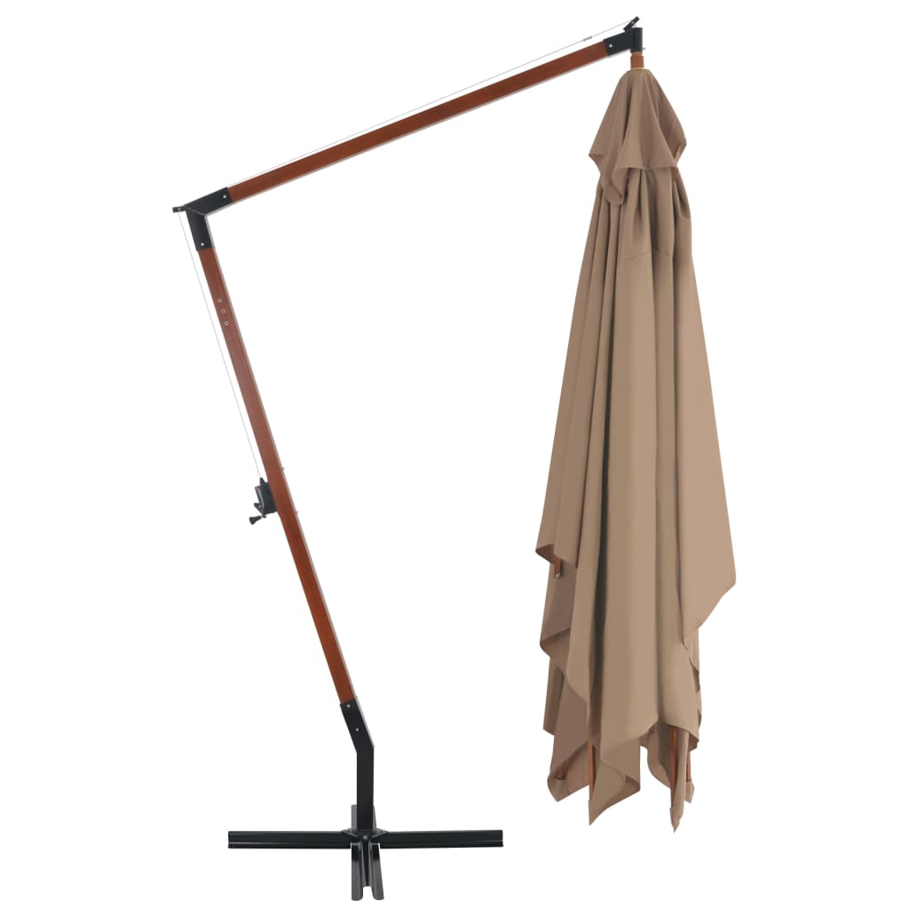 Sombrilla Jardín Voladiza Con Palo De Madera Taupe 400x300 Cm_1