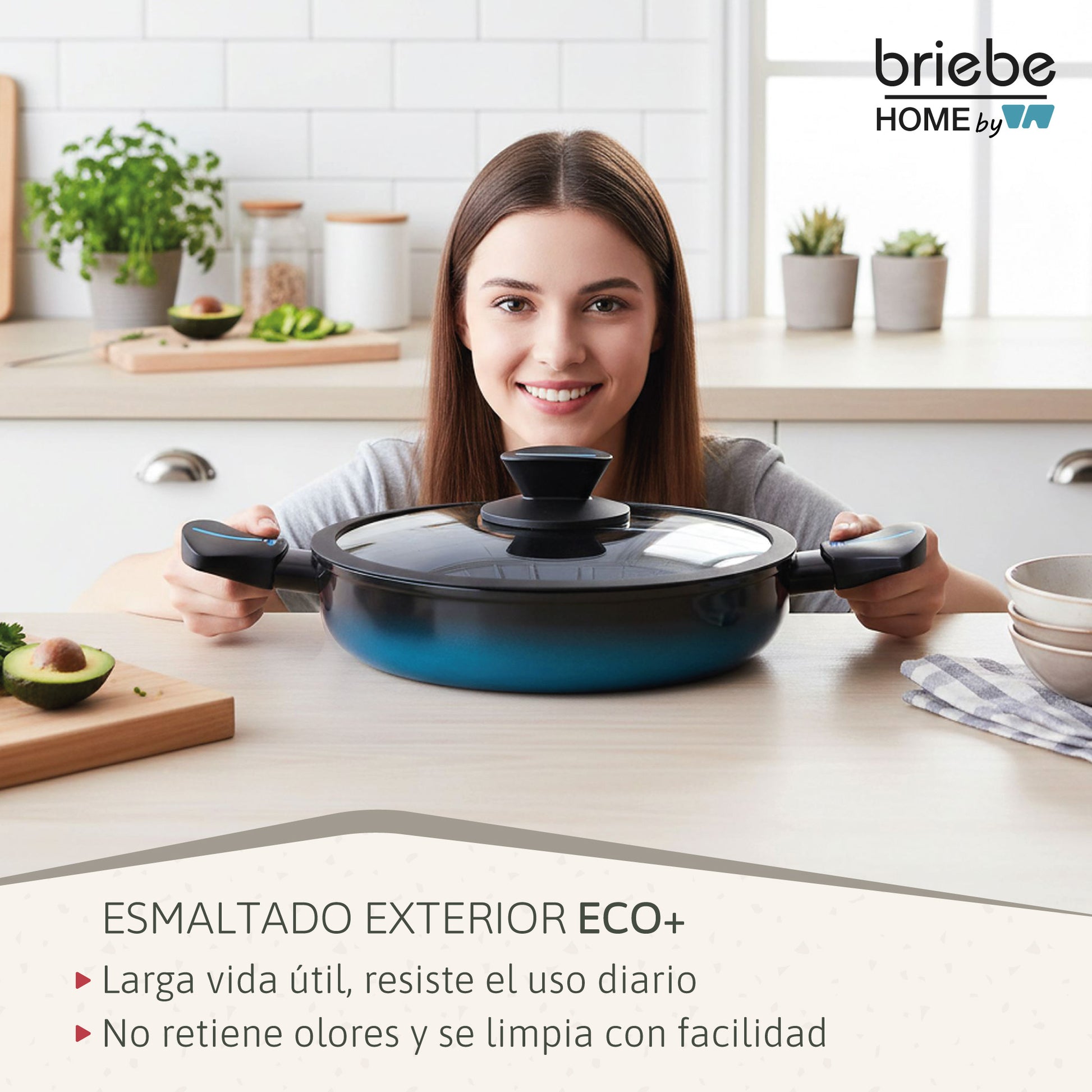 Briebe Cacerola Inducción Acero Forjado 28cm Antiadherente Sin Pfoa, Todas Cocinas Fabricada En España, Mare, Azul_4