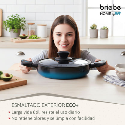 Briebe Cacerola Inducción Acero Forjado 28cm Antiadherente Sin Pfoa, Todas Cocinas Fabricada En España, Mare, Azul_4