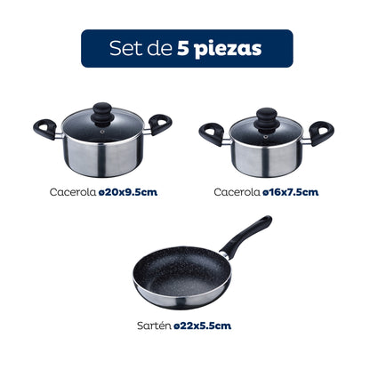 Bateria 5pc Aluminio Prensado Ind Soria