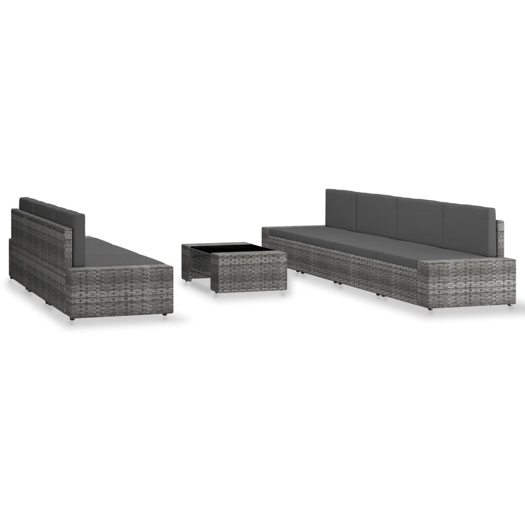 Juego De Muebles De Jardín 8 Piezas Ratán Sintético Gris / Vetonek_1