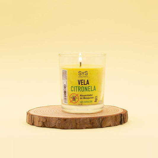 Vela Aromática de Citronela SYS Aromas 120 g | Hasta 40 Horas | Aroma Cítrico Herbal | Ayuda a Ahuyentar Mosquitos_0