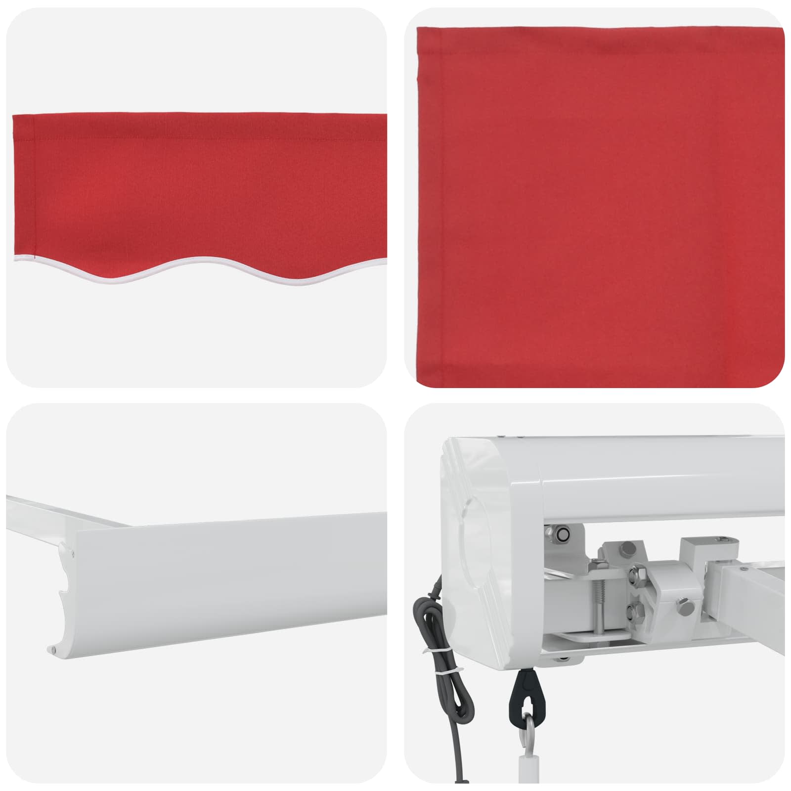 Toldo Retráctil Rojo 350 X 250 X 165 Cm Tela Y Metal_3