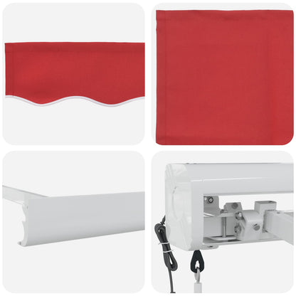 Toldo Retráctil Rojo 350 X 250 X 165 Cm Tela Y Metal_3