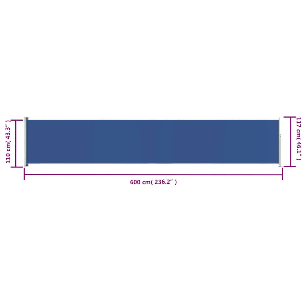 Vidaxl Toldo Lateral Retráctil De Jardín Azul 117x600 Cm_2