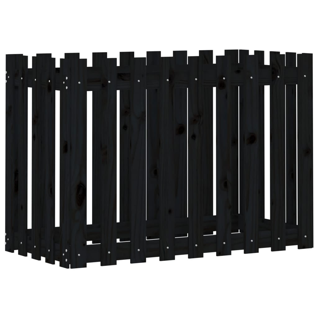 Arriate Elevado Jardín Con Valla Madera Pino Negro 100x50x70cm_3