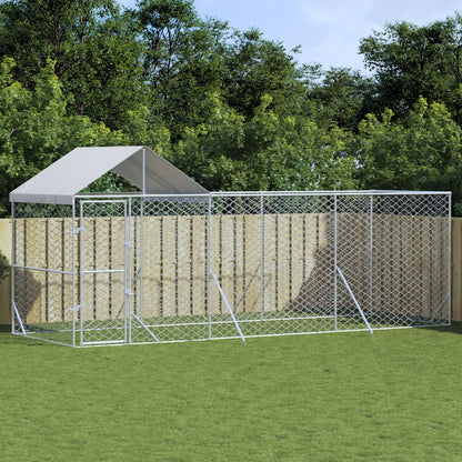 Vidaxl Perrera De Exterior Con Techo Acero Galvanizado Plata 6x2x2,5 M_1