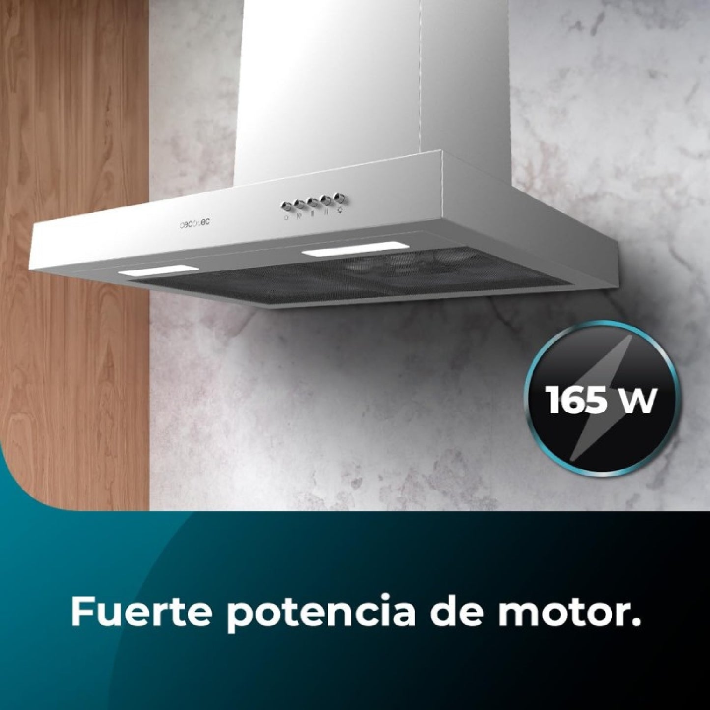 Campana Extractora 60 Cm Bolero Flux Tm 606500 Inox A. Motor 165w, Decorativa Con Acabado Inox, Succión 650m3/h, Control Mecánico, 3 Niveles De Pote_4
