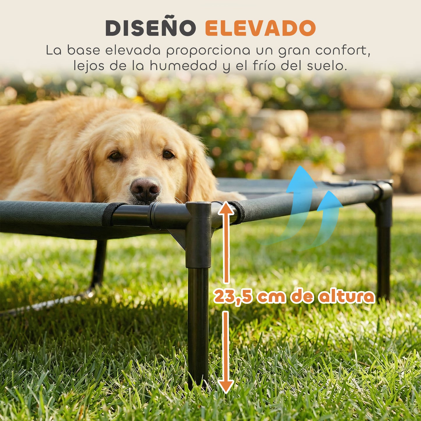 Pawhut Cama Elevada Para Mascotas Portátil Con Toldo Extraíble Exterior_5
