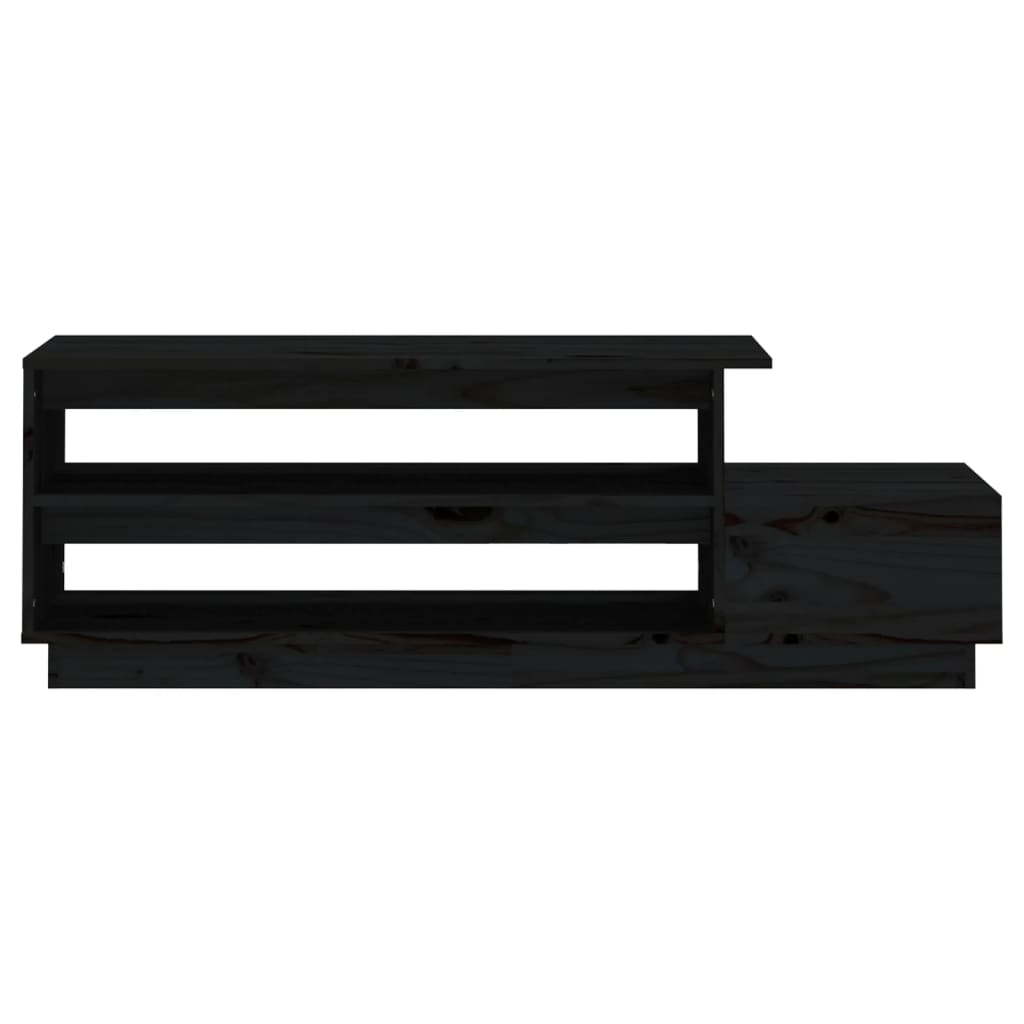 Mesa De Centro Madera Maciza De Pino Negro 120x50x40,5 Cm_3