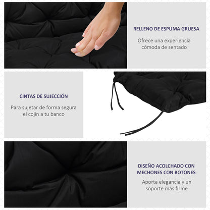 Outsunny Cojín Para Banco Con Respaldo De 2 Plazas 100x98x8 Cm Negro_5