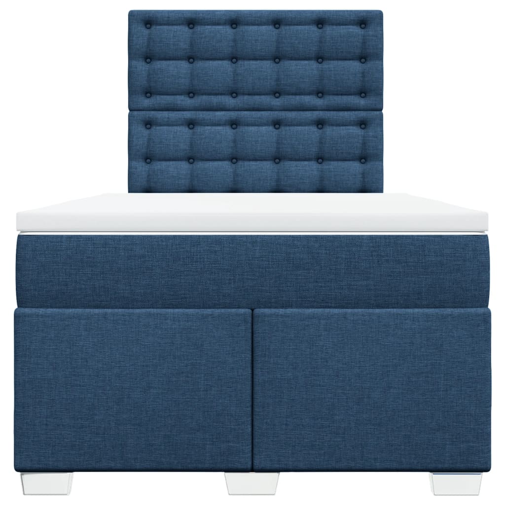 Cama Box Spring Con Colchón Tela Azul 120x200 Cm / Vetonek_4