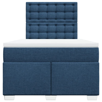 Cama Box Spring Con Colchón Tela Azul 120x200 Cm / Vetonek_4