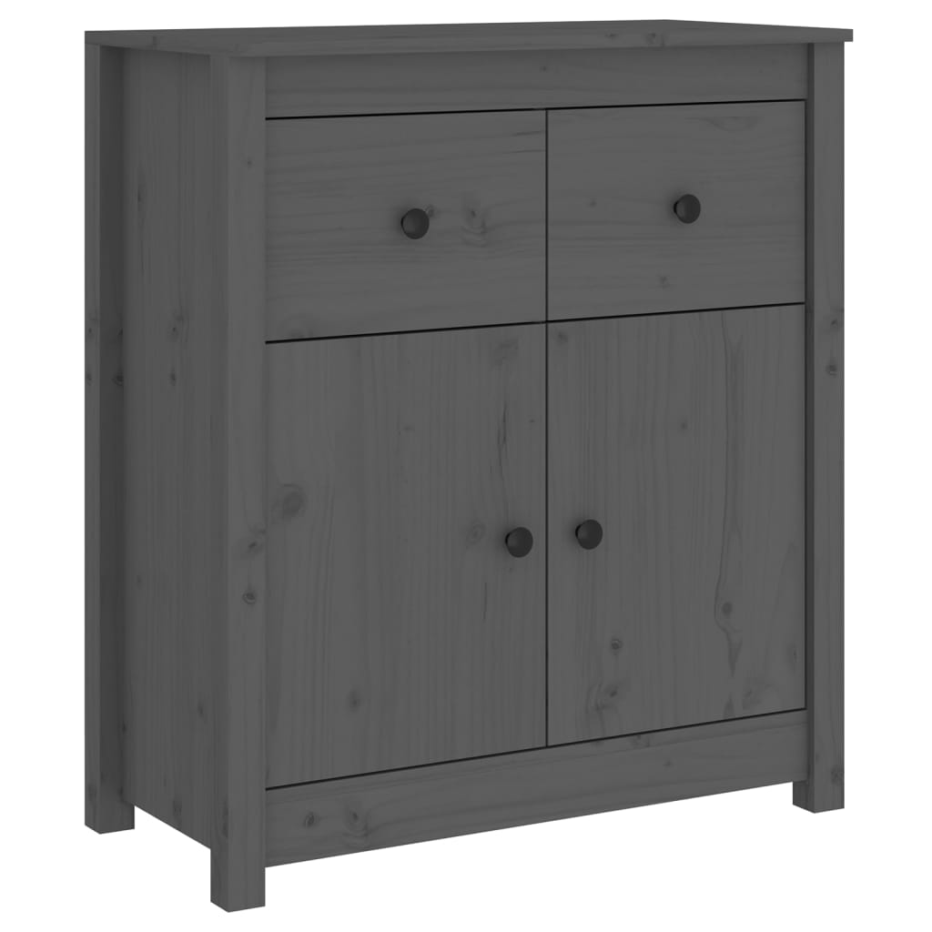 Aparador De Madera Maciza De Pino Gris 70x35x80 Cm_1