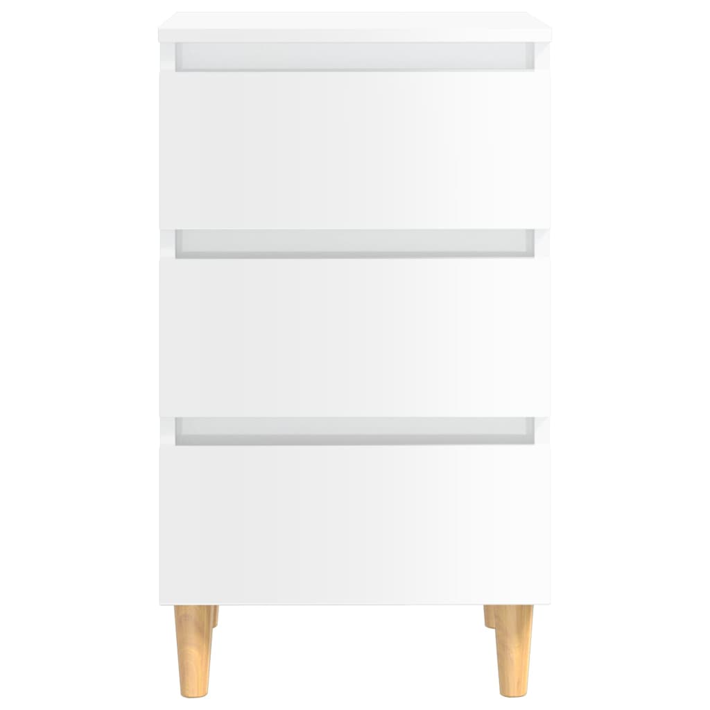 Mesita Noche Con Patas Madera Maciza Blanco Brillo 40x35x69 Cm_2