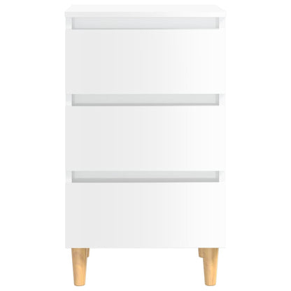Mesita Noche Con Patas Madera Maciza Blanco Brillo 40x35x69 Cm_2