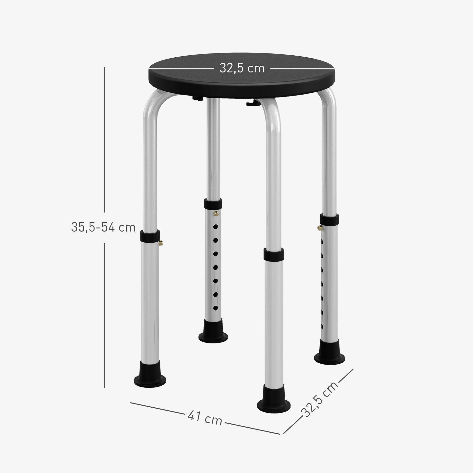 Homcom Taburete De Ducha Con Altura Regulable Antideslizante Carga 135 Kg_2