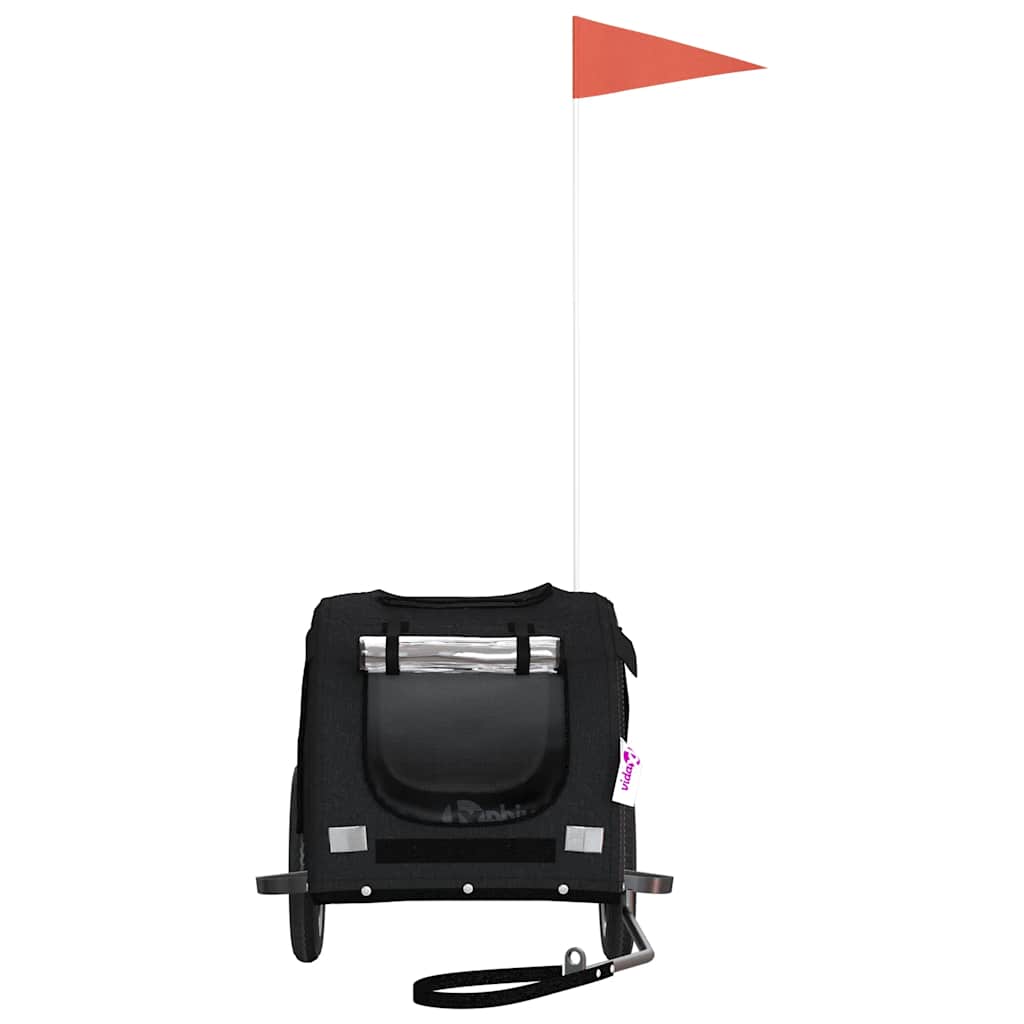 Remolque De Bicicleta Mascotas Hierro Tela Oxford Negro_3