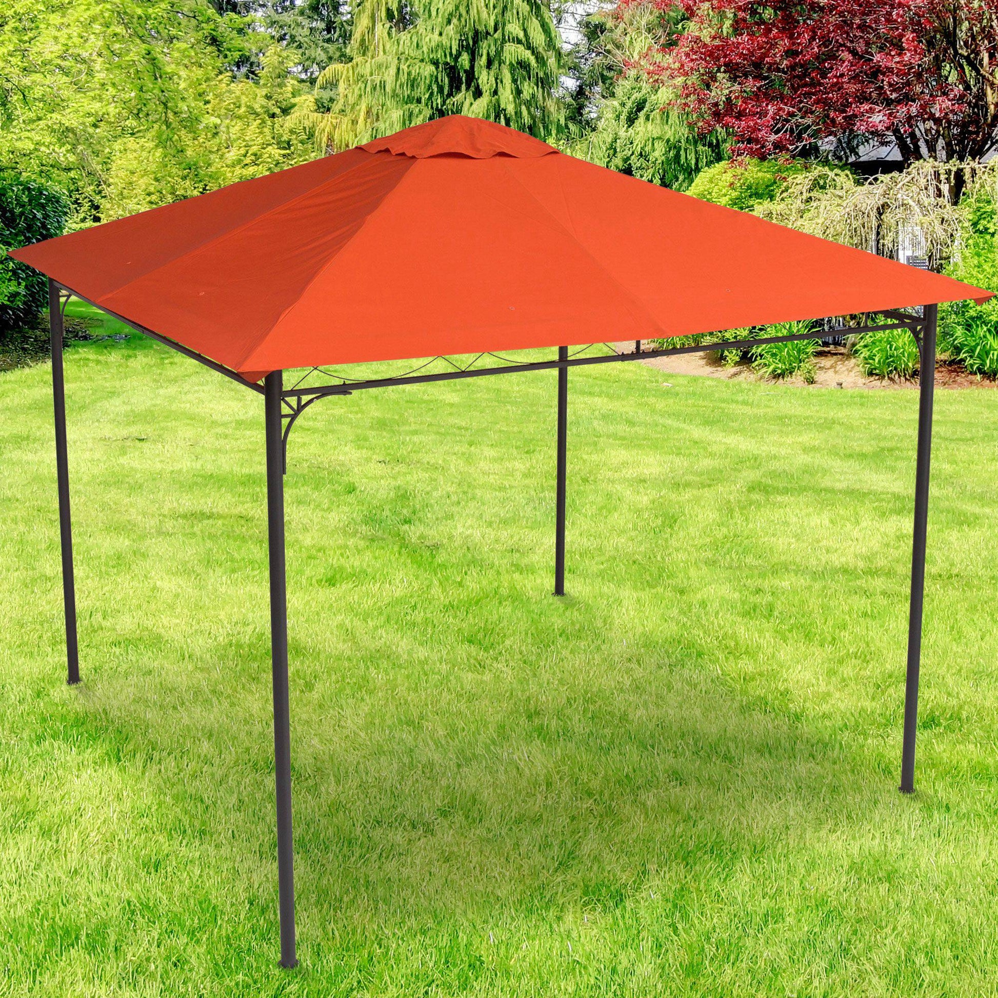 Outsunny Techo De Repuesto 300x300 Cm Cenador De Jardín Con 8 Orificios Naranja_1