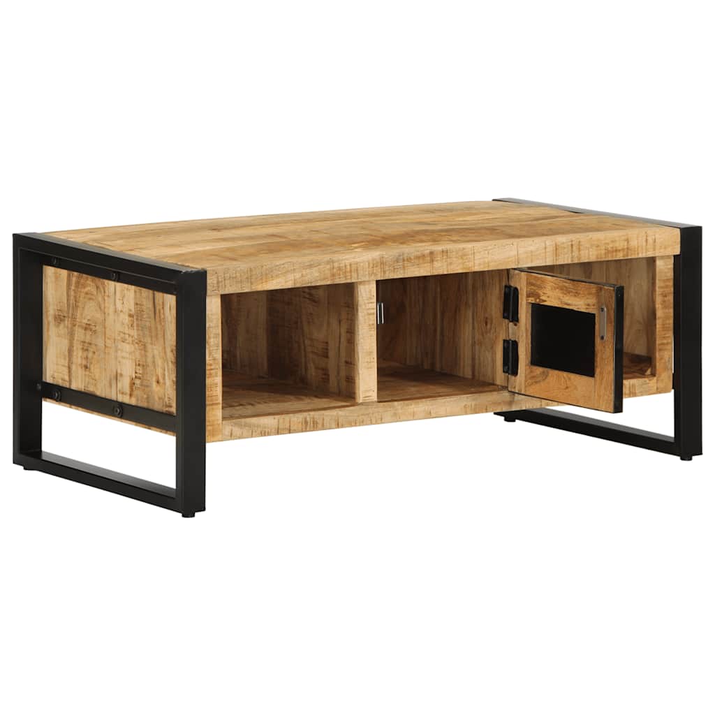 Mesa De Centro De Madera Maciza De Mango Rugosa 90x50x36 Cm_2