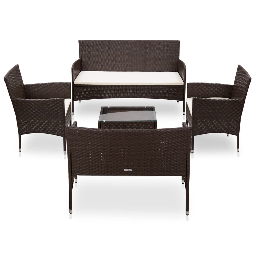 Vidaxl Set Muebles De Jardín 5 Piezas Y Cojines Ratán Sintético Marrón_0