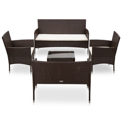Vidaxl Set Muebles De Jardín 5 Piezas Y Cojines Ratán Sintético Marrón_0