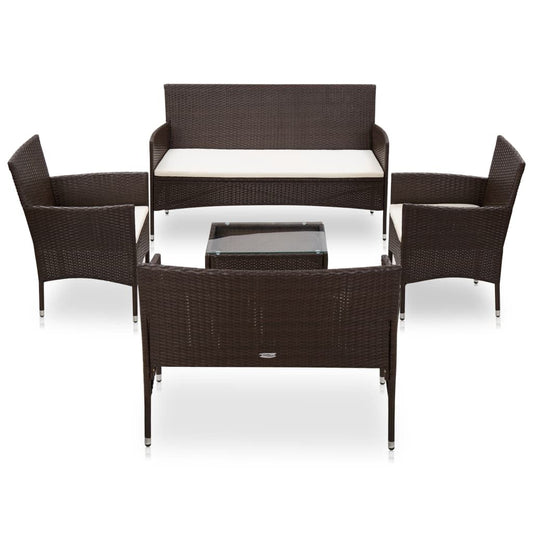 Vidaxl Set Muebles De Jardín 5 Piezas Y Cojines Ratán Sintético Marrón_0